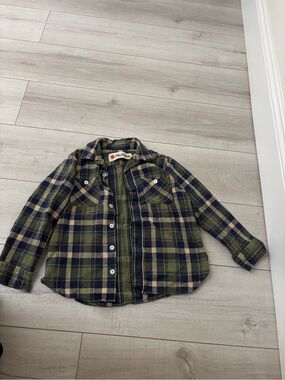 Mollusk Kids Olive Plaid Button-Down Shirt
